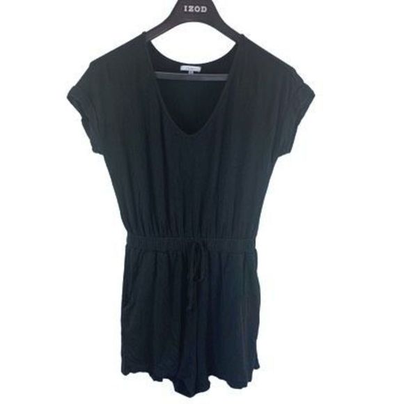 Z Supply Women’s Size Extra Small Black Rayon Stretch V Neck Elastic Waist Rompe - Picture 2 of 16